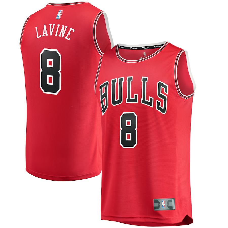 Men Chicago Bulls 8 Zach LaVine Fanatics Branded Red Fast Break Replica NBA Jersey